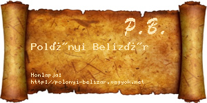 Polónyi Belizár névjegykártya